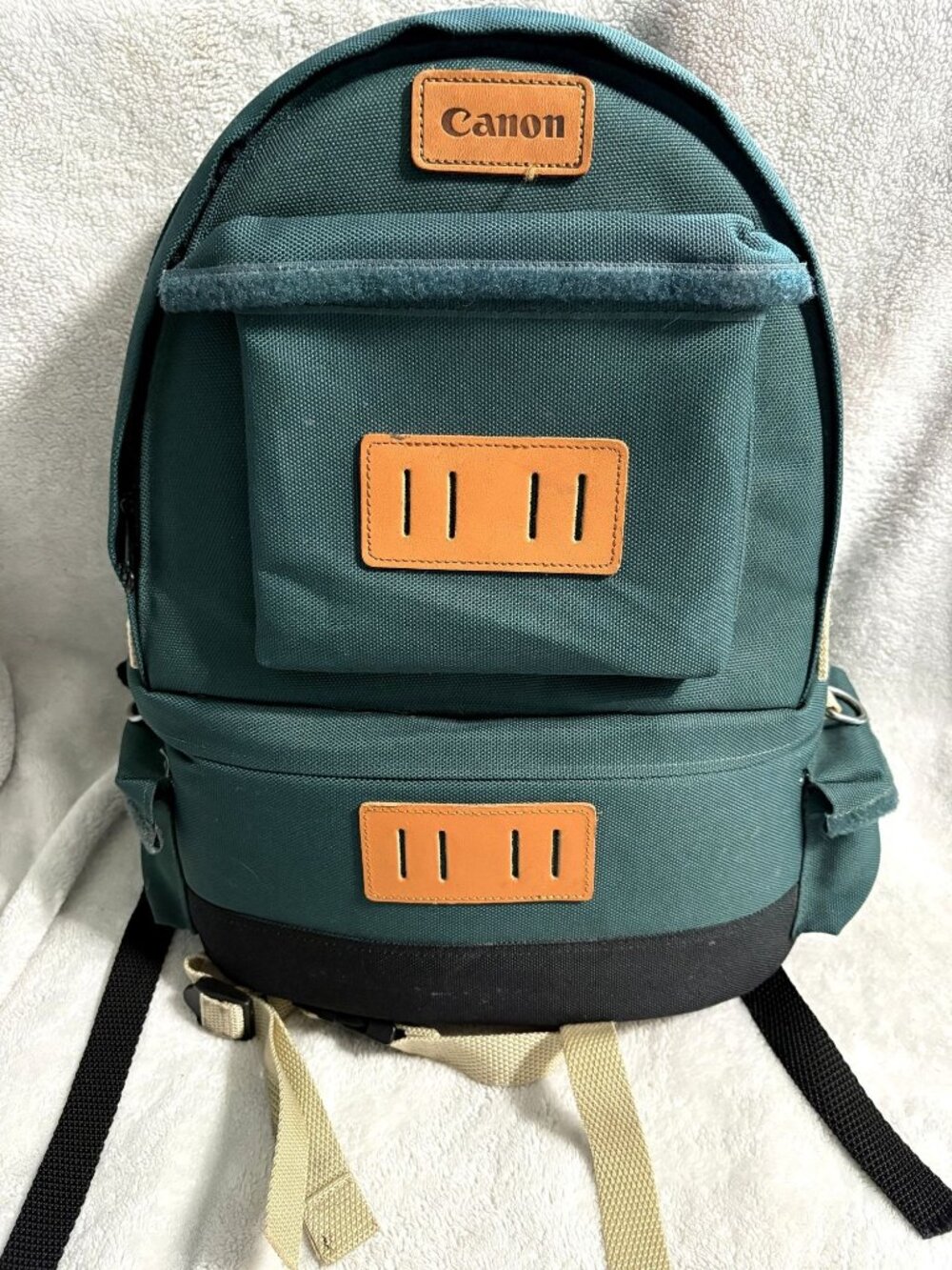 Vintage Canon Professional Photographer Camera Backpack Forest Green Canvas 4
